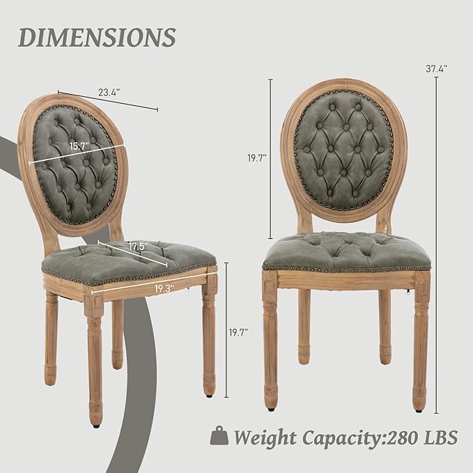 French Country Dining Chairs Set of 6,Farmhouse Upholstered Dining Room Chair...