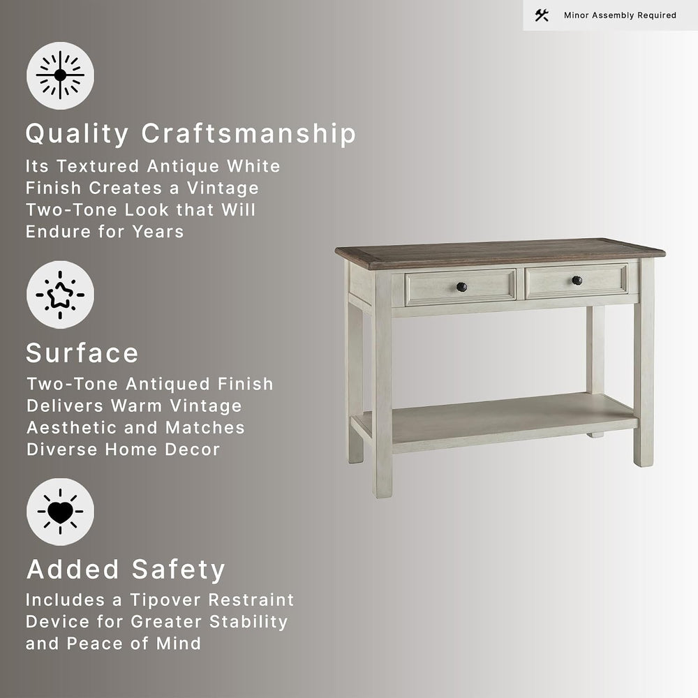 Signature Design by Ashley Bolanburg Farmhouse Sofa Console Table, White | Tw...