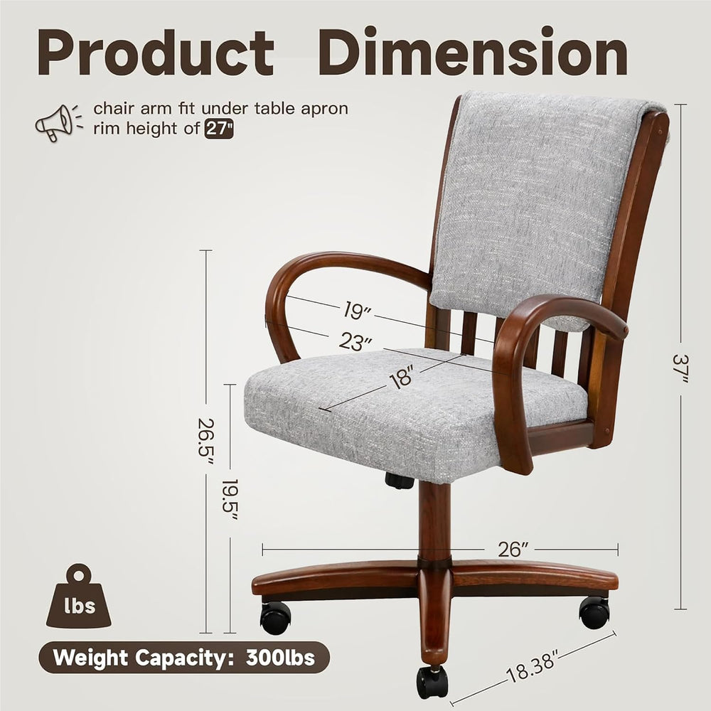 Chromcraft Baylor Swivel-Tilt Caster Dining Chair - Walnut - Haze - 2pc | USA...