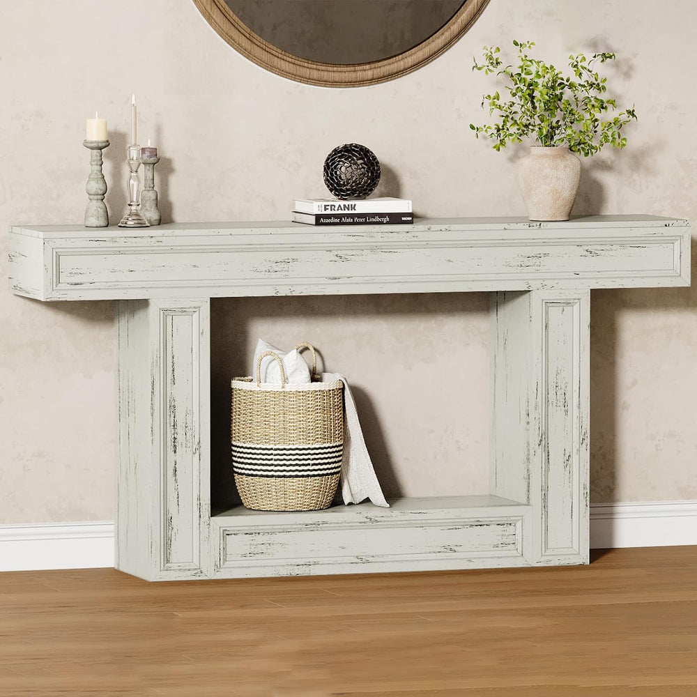 Rresyet 63" 2-Tier Entryway Console Table Behind Sofa with Sensor Lights...
