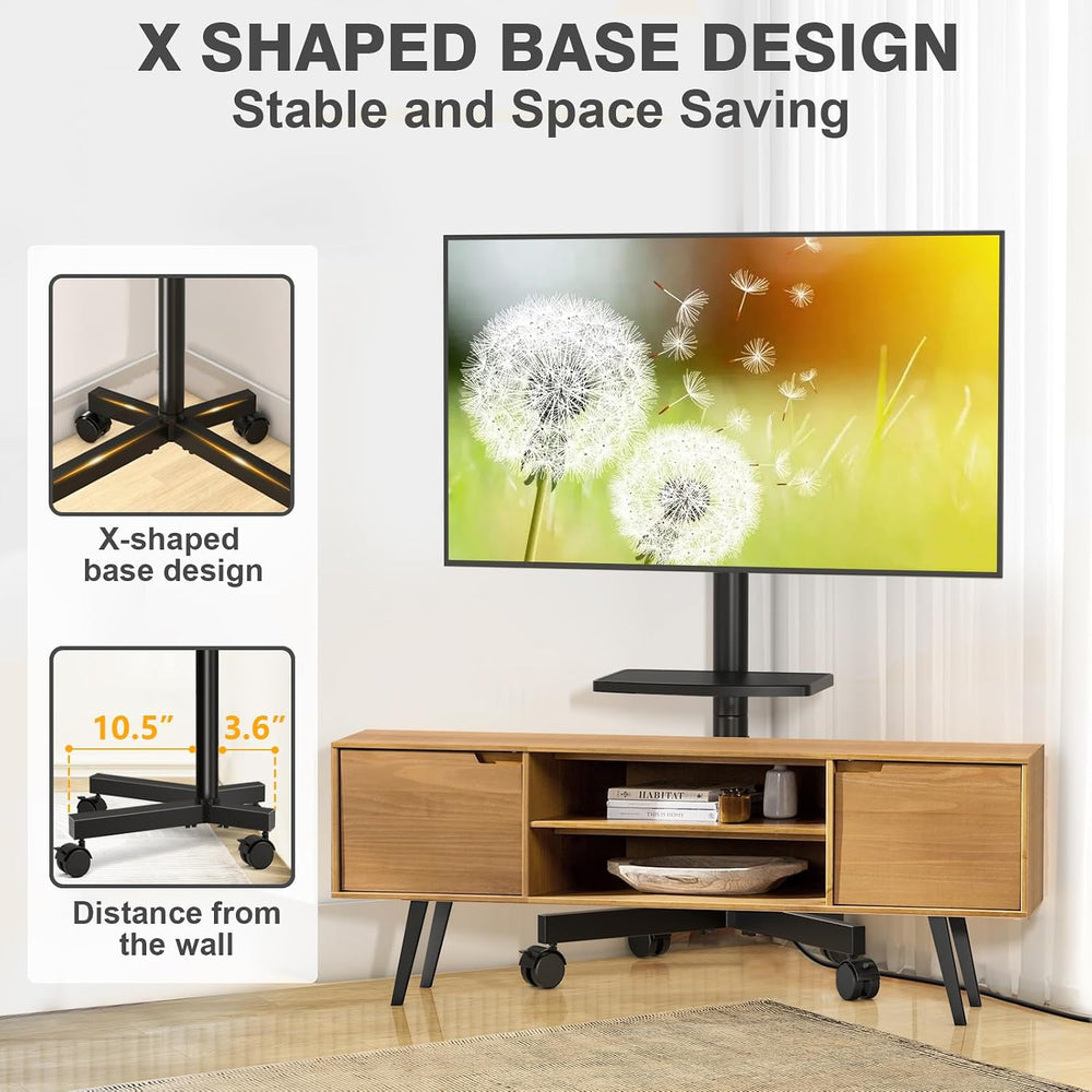 TVON Mobile TV Stand with Power Outlet for 23-65 Inch TVs up to 88 lbs | Tilt...