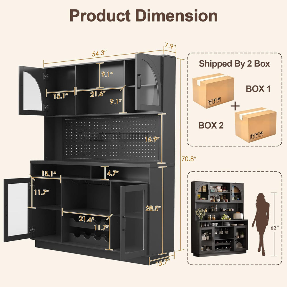 BINGTOO 71" Tall Kitchen Pantry Cabinet with Charging Station, 54" ...