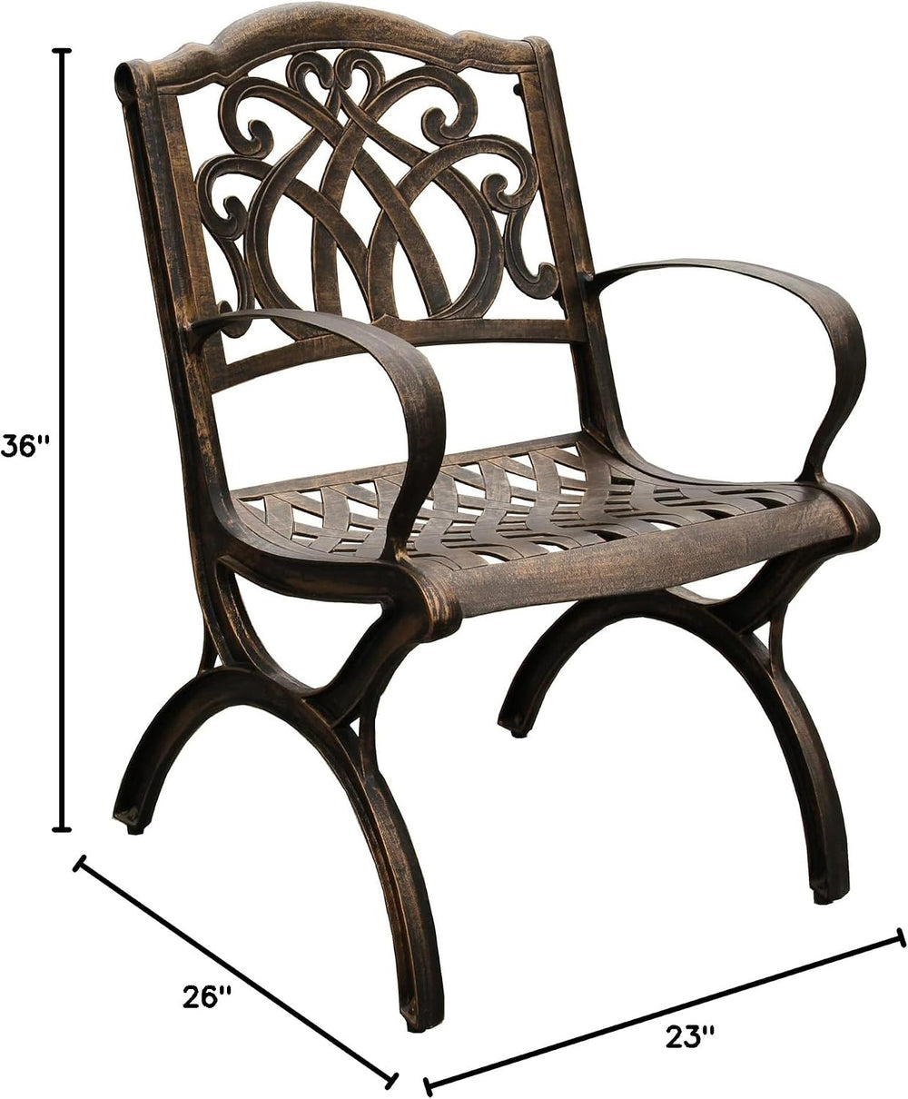Oakland Living Ornate Traditional Outdoor Cast Aluminum Bronze Patio Dining C...