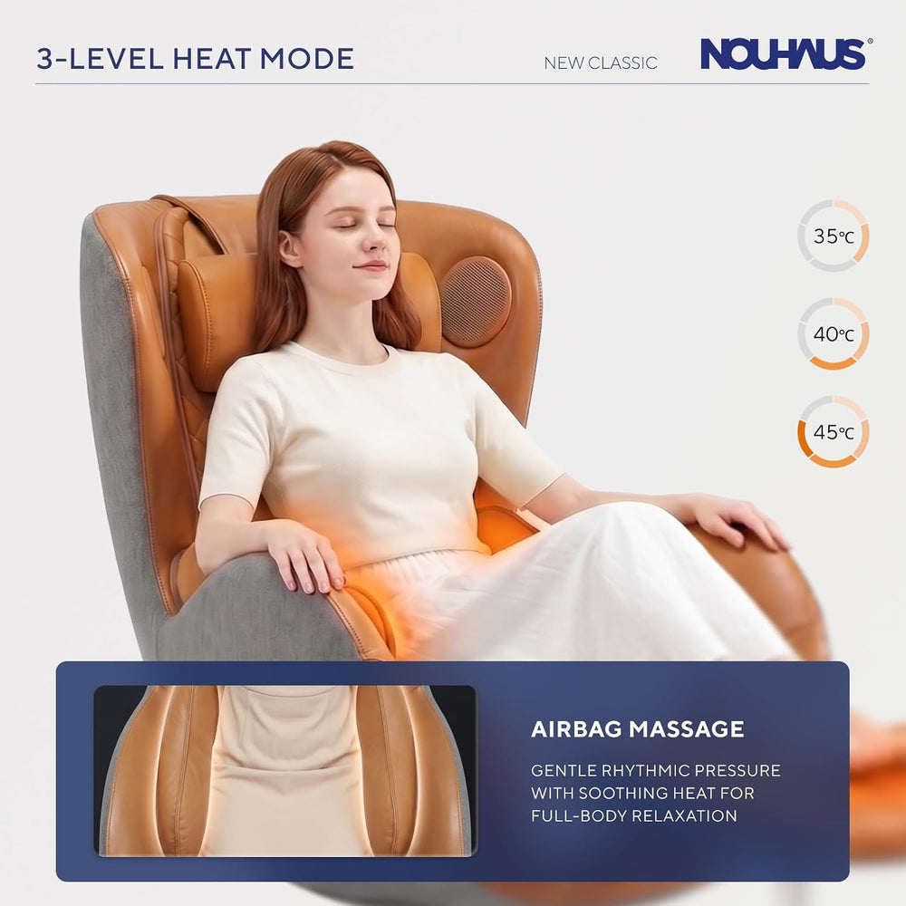 NOUHAUS Heated Classic Massage Chair Full Body and Spot Massaging Recliner wi...