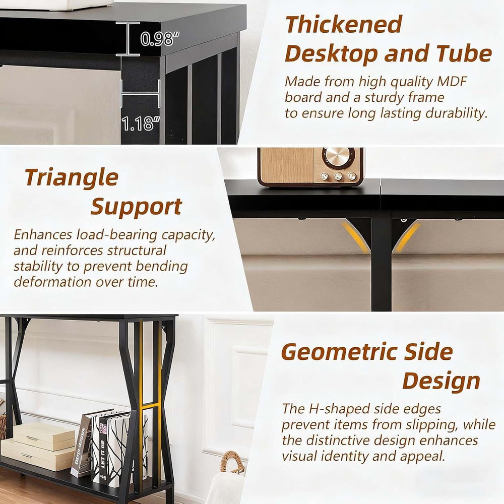 HOMISSUE Sofa Console Table, 70.9" Extra Long Sofa Table with 2-Tier Sto...
