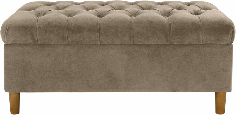 HomePop 40" Ainsley Button Tufted Storage Bench - Fawn Velvet
