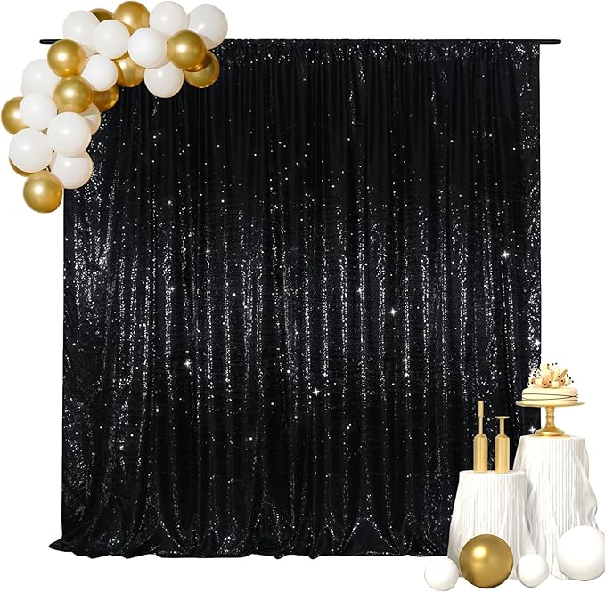 SquarePie Sequin Backdrop Less Transparent Background Sparkly Curtain for Wed...
