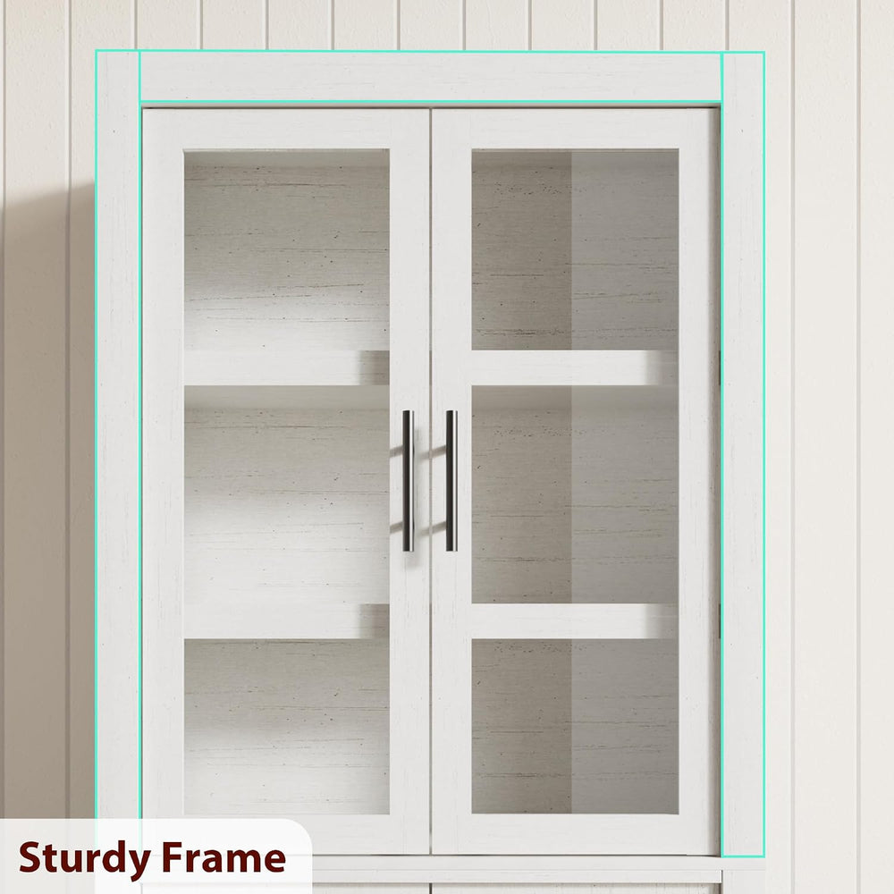 Tall Kitchen Pantry Cabinet, Farmhouse Kitchen Pantry Storage Cabinet Wood, 7...