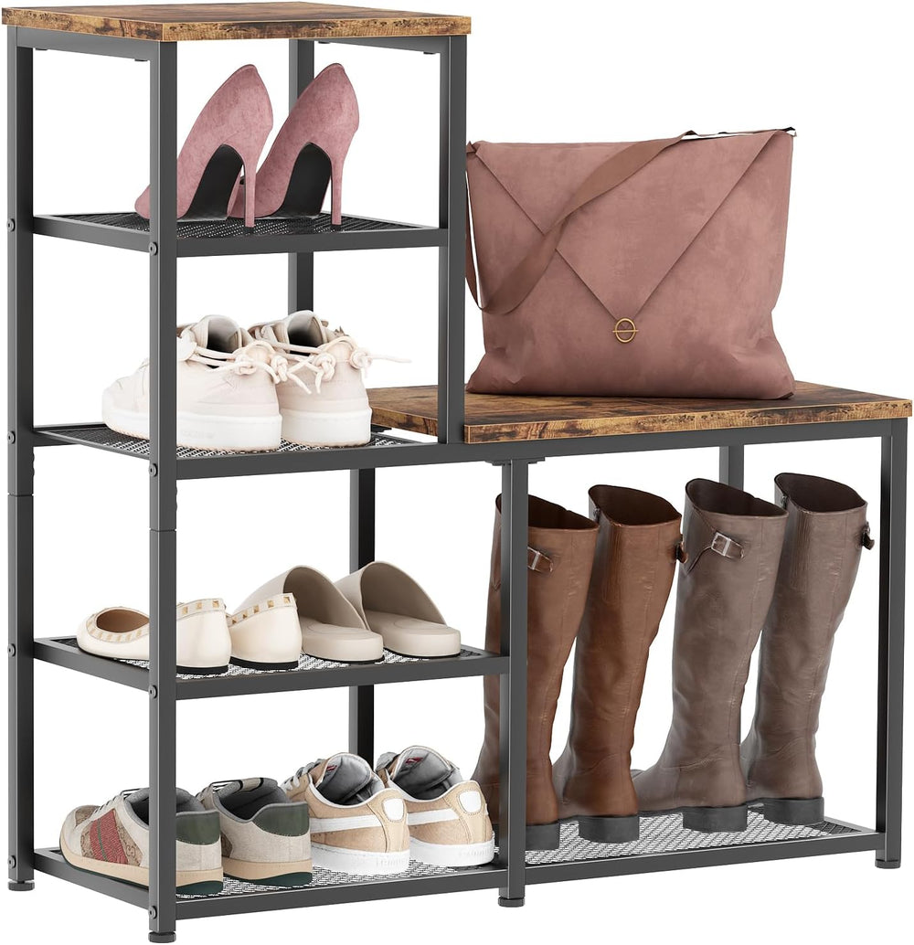 Shoe Rack Bench for Entryway,Free Standing Shoe Storage Organizer for Front D...