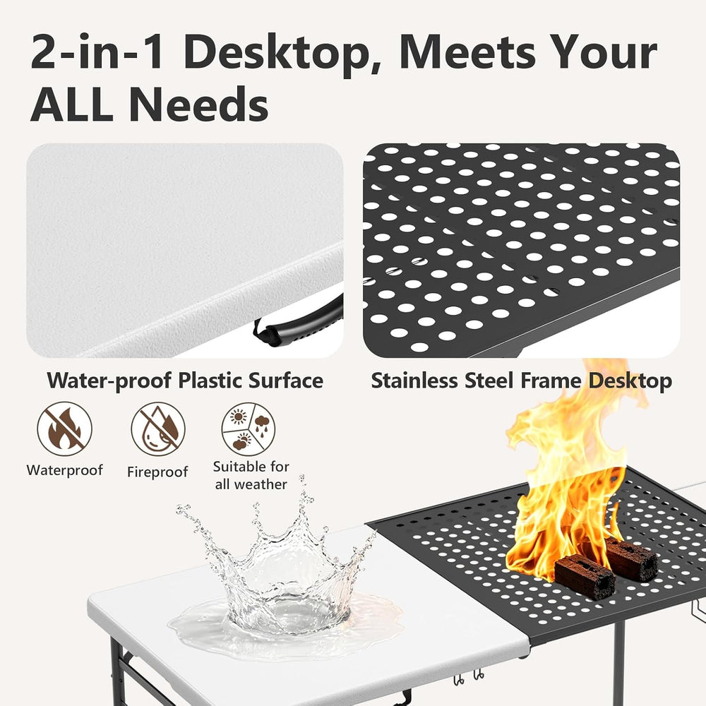 Folding Table 6ft - Heavy Duty Plastic Table with Handle, Foldable & Port...
