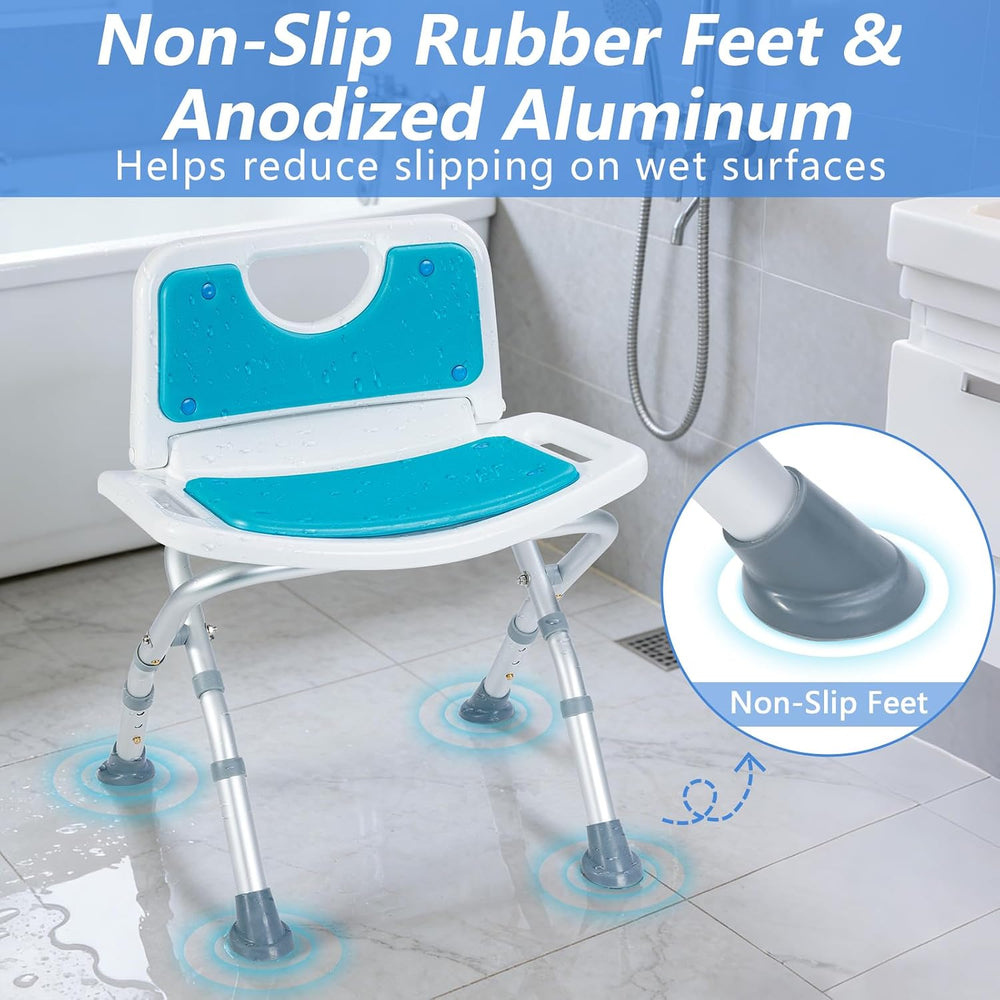 Small Folding Shower Chair with EVA Padded Seat for Seniors