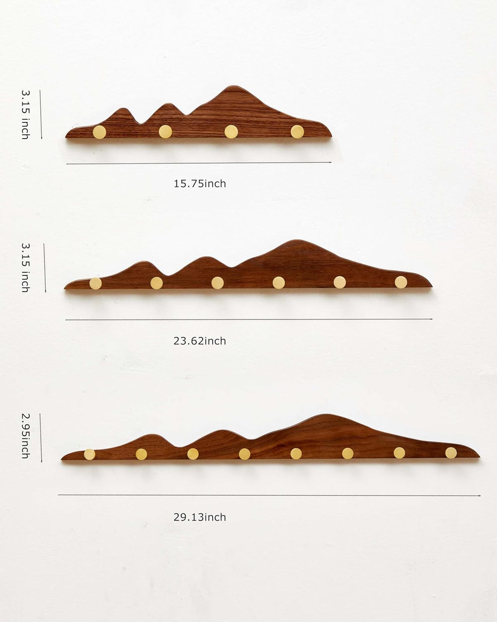Wood Coat Hooks Wall Mount - Wooden Coat Rack with 6 Gold Brass Hooks for Ent...