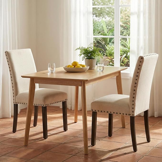 Furniliving Upholstered Wood Dining Chairs High Back Dining Room Chairs with ...