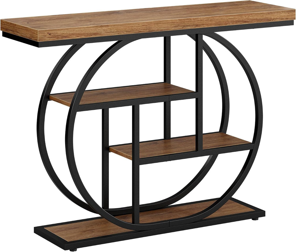 Nuturelly 41.3" Console Table, 4-Tier Sofa Table for Hallway, Rustic Bro...