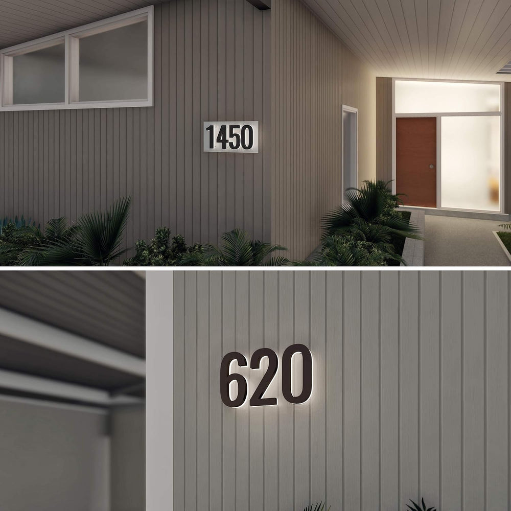 7 Inch Backlit LED House Number, ABS Polymer, 2700K Warm Light (5, Black)