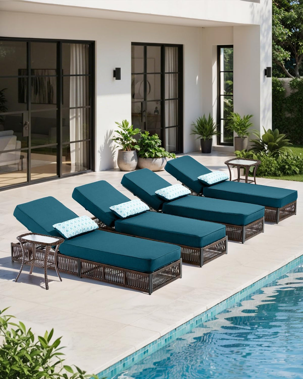 Luxury Outdoor Chaise Lounges with 5 Inch Thickened Cushions - Set of 2 High ...