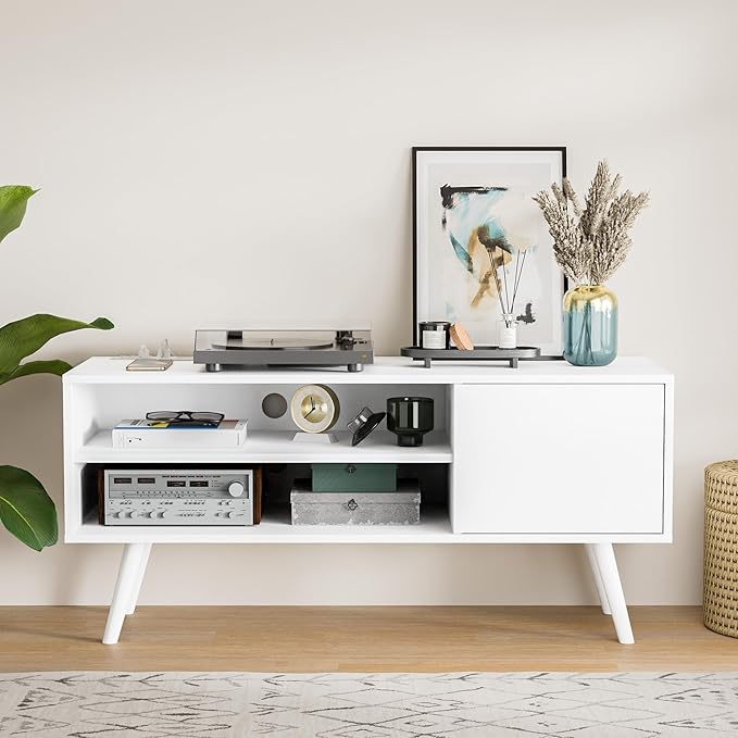 Cozy Castle TV Stand for 48 Inch TV, Mid Century Modern Entertainment Center ...