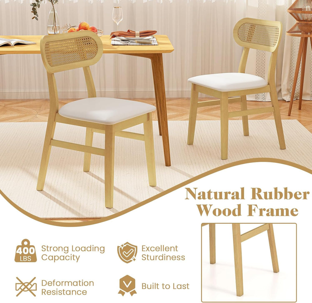Giantex Wooden Dining Chairs Set of 2, Faux Leather Upholstered Kitchen Chair...