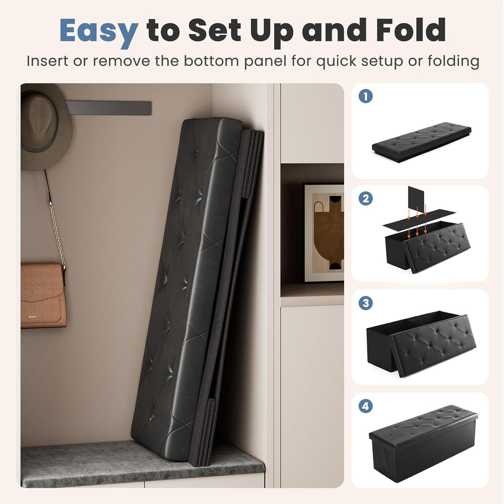 DUMOS 43 Inch Folding Ottoman with Storage Bench, Foot Rest Stool Ottoman | U...