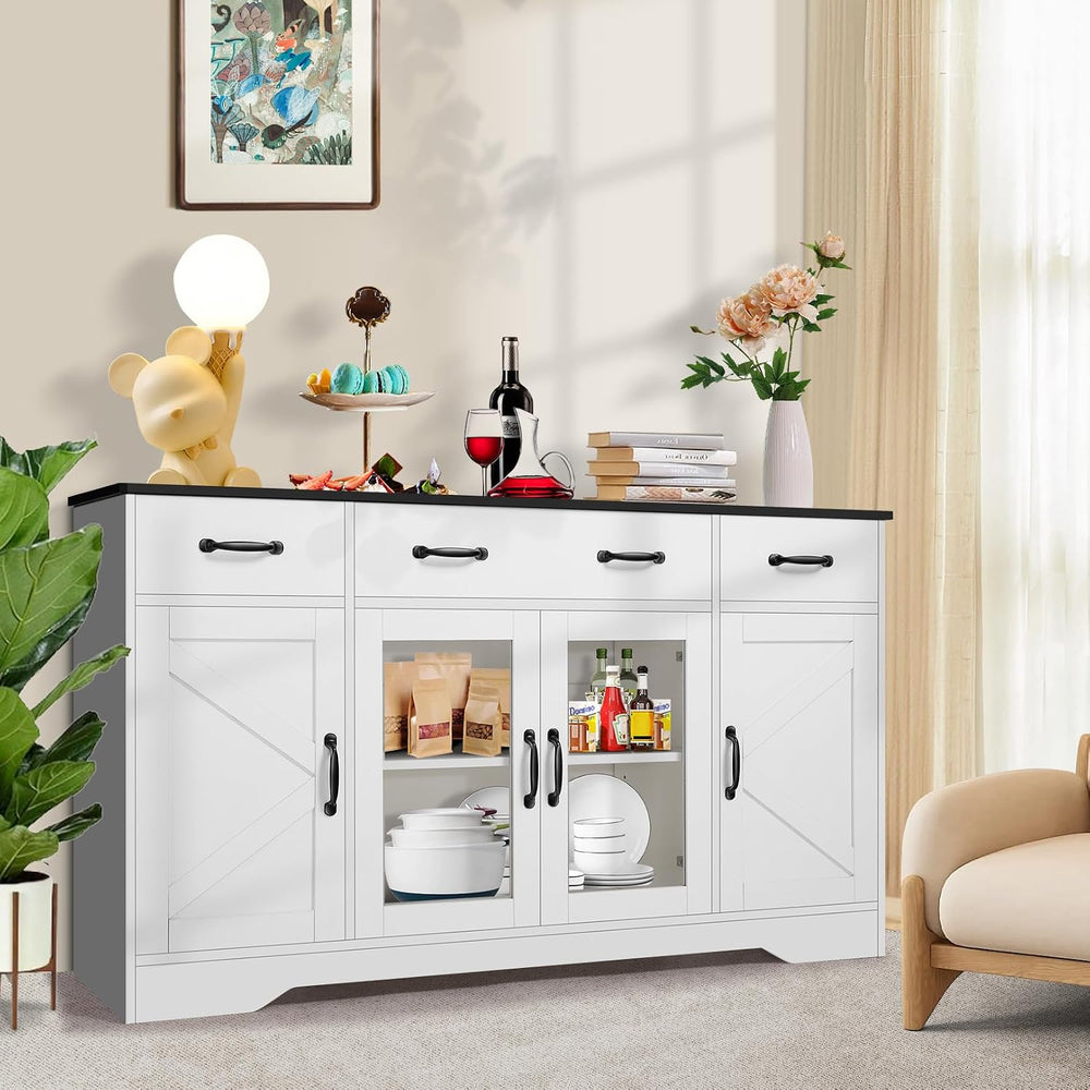 Homdox 55" Buffet Cabinet with Storage, Modern Farmhouse Sideboard with ...