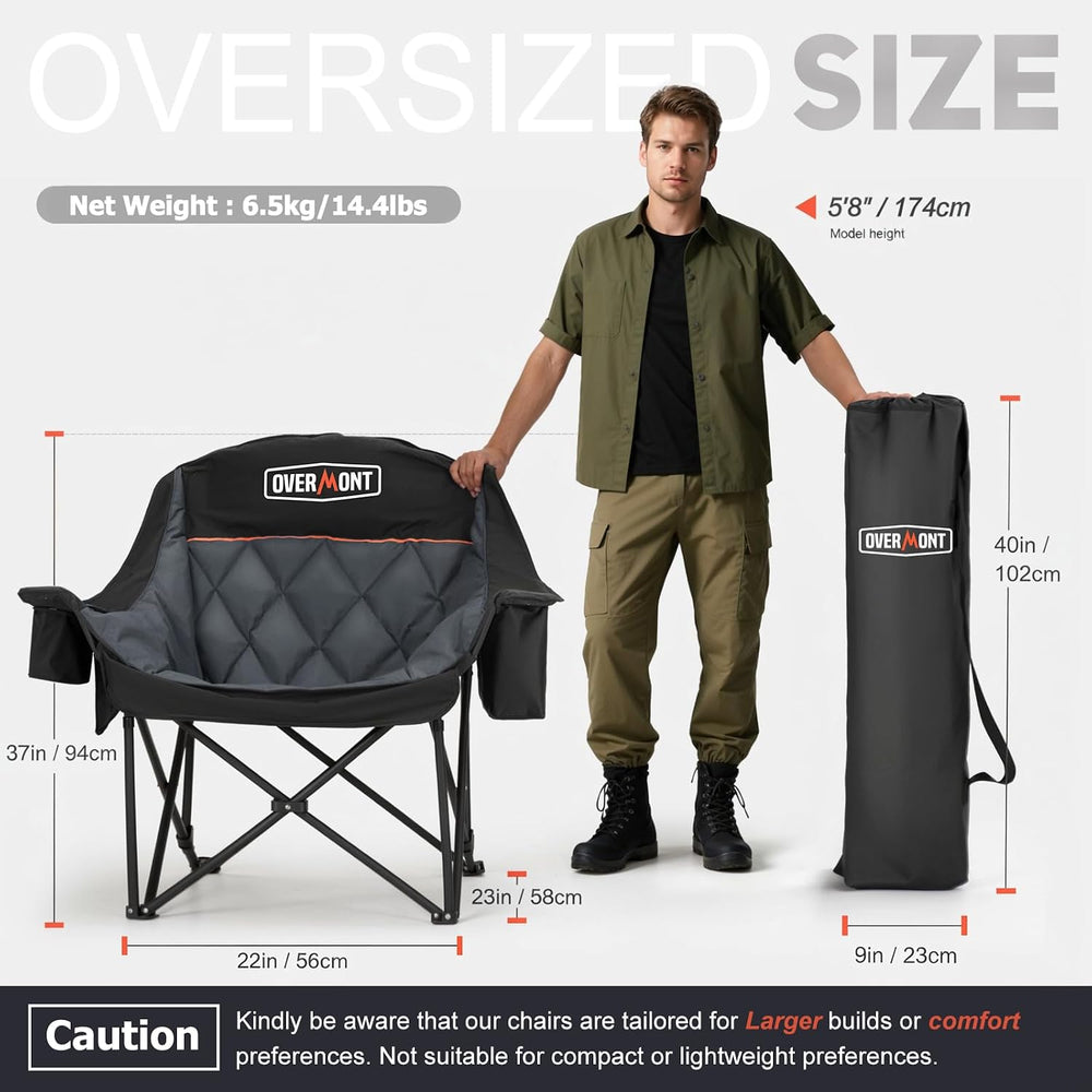 Overmont 2-Pack Oversized XL Camping Chairs - 500 lb Support