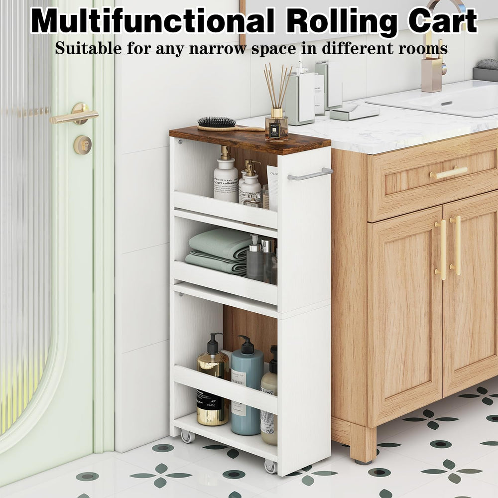IBUYKE Slim Storage Cart Skinny Rolling Cart Utility Trolley UWST005W