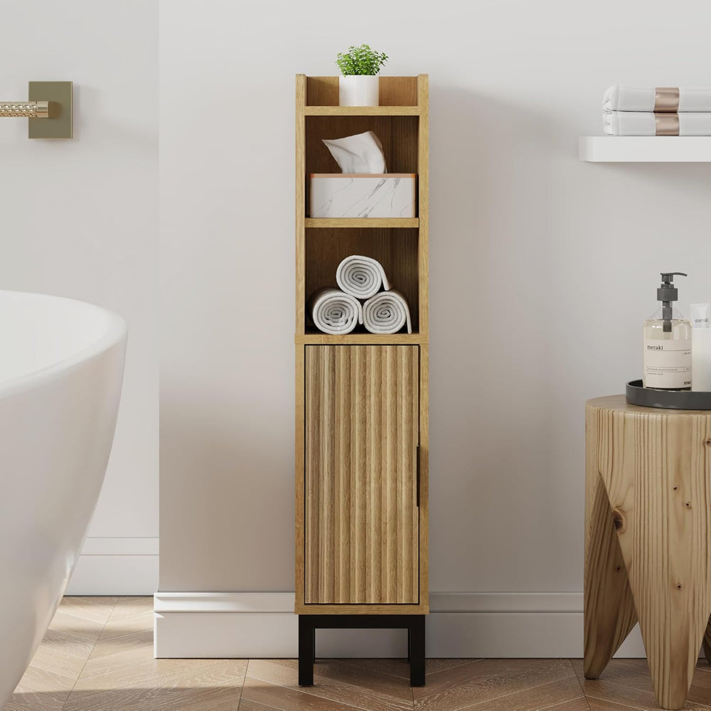 FerniTry Small Bathroom Storage Cabinet, Corner Narrow Toilet Paper Floor Cab...