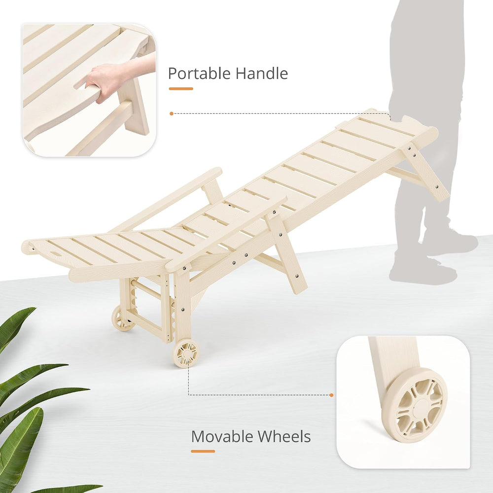 LUE BONA Outdoor Chaise Lounge, 5‑Position, 2‑Pack, Sand