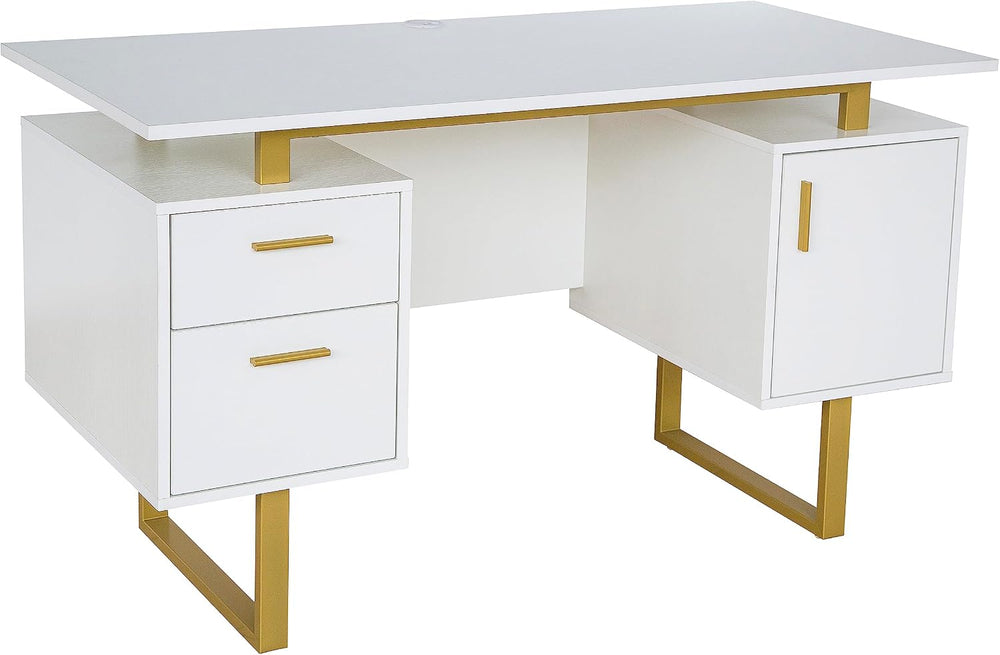 Techni Mobili 51"W Computer Desk w/ 2 Drawers & Storage Cabinet, Whi...