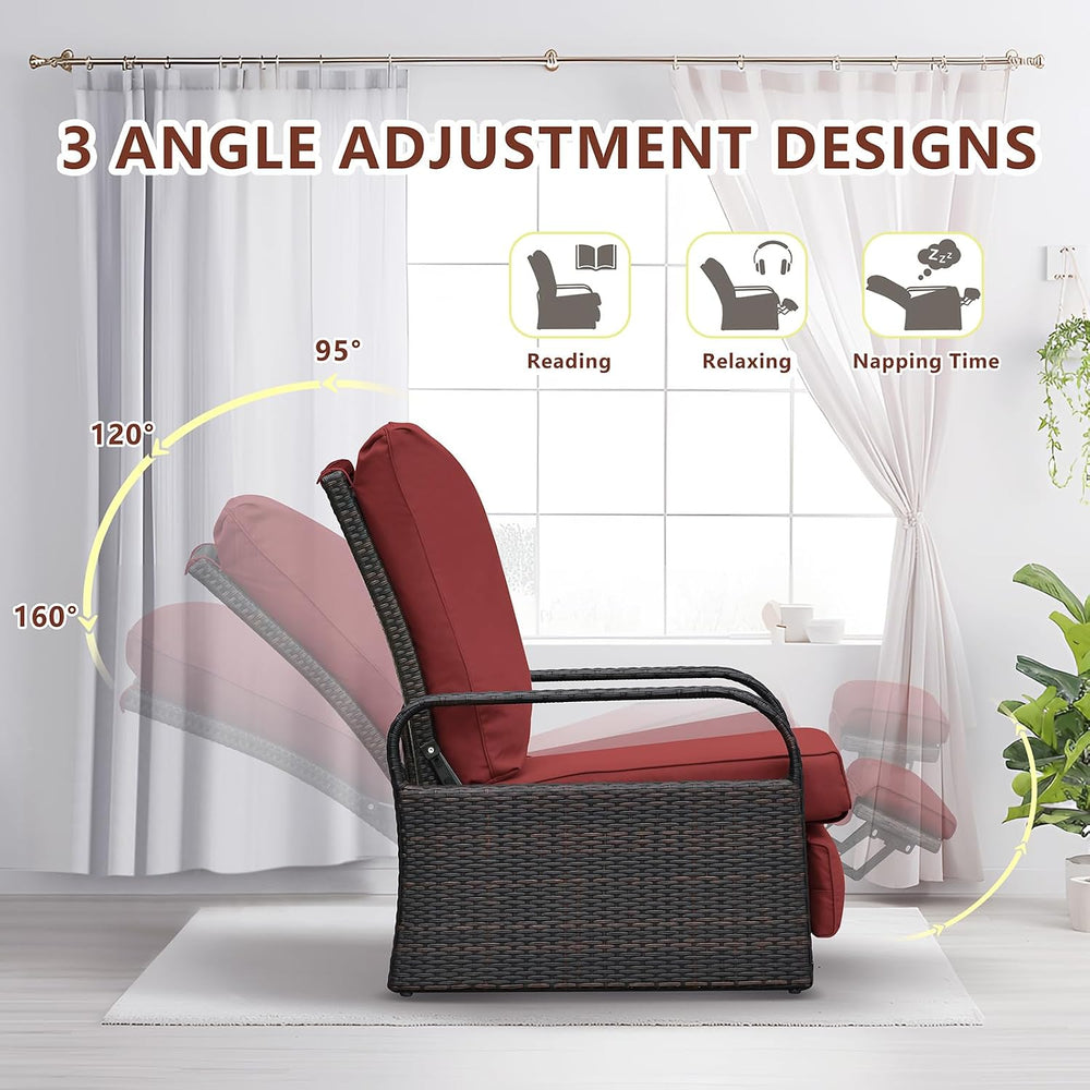 Skypatio Dual-use Indoor/Outdoor Wicker Adjustable Recliner Chair, Patio Rela...