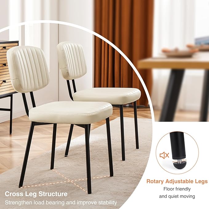 Sweetcrispy Dining Chairs Set of 2, Upholstered Mid Century Modern Kitchen Ac...