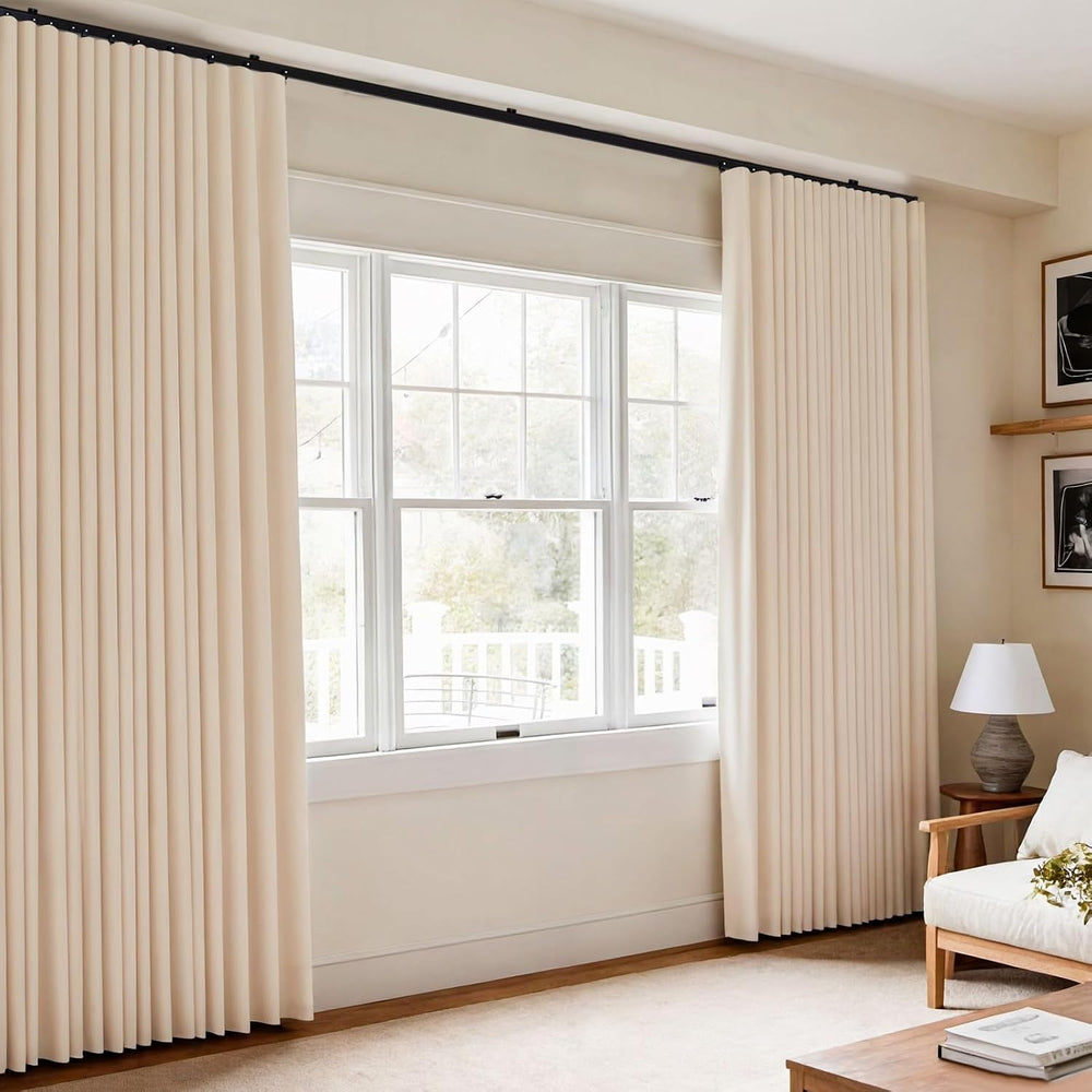 Room Divider Blackout Curtains Flexible Sliding Tracks Sets Ceiling Mounted R...
