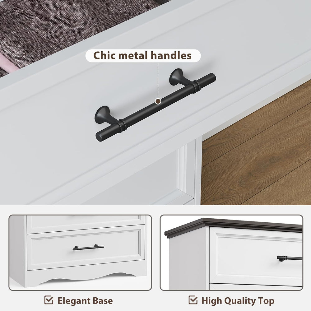 White 6-Drawer Dresser for Bedroom, 44" Tall Chest of Drawers
