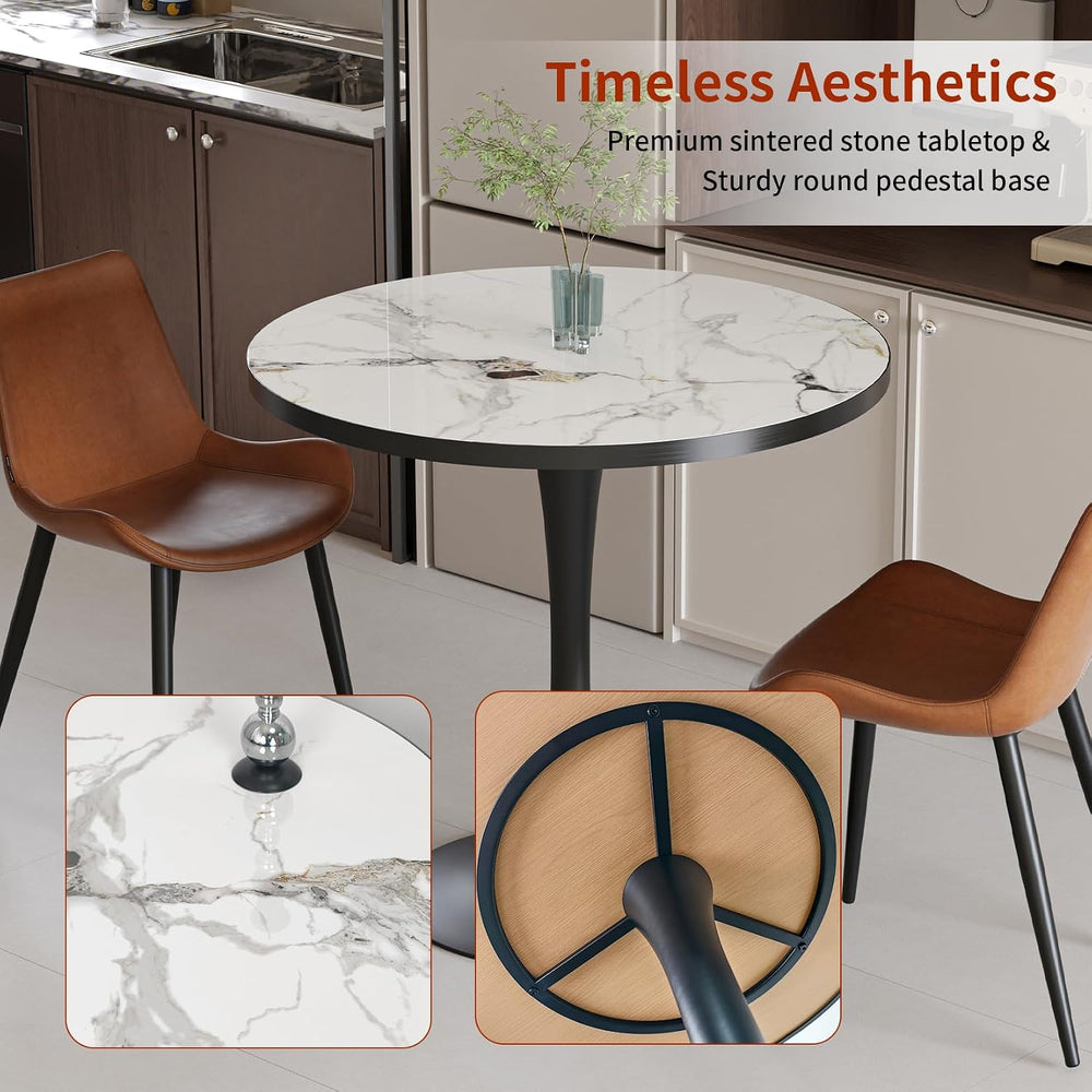 Wisfor Kitchen Dining Table Coffee Table: Round 30 Inch Sintered Stone High G...