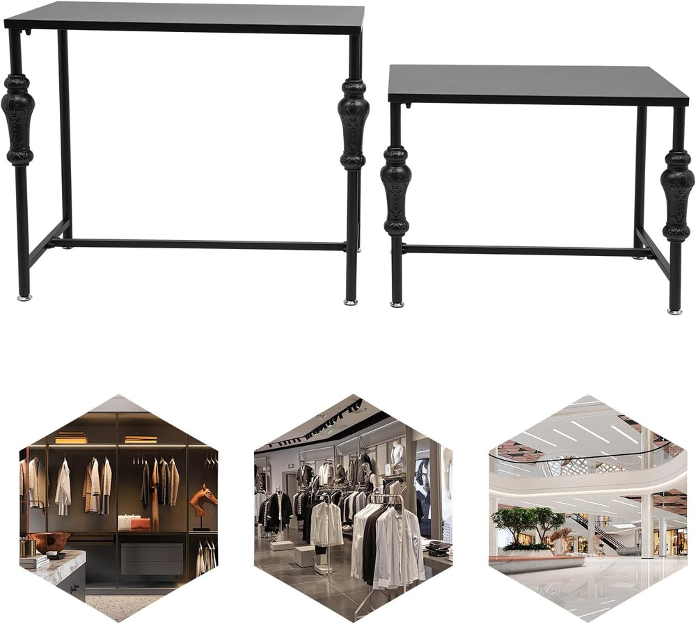 Set of 2 Industrial Retail Display Nesting Tables,Standing Retro Boutique Uni...