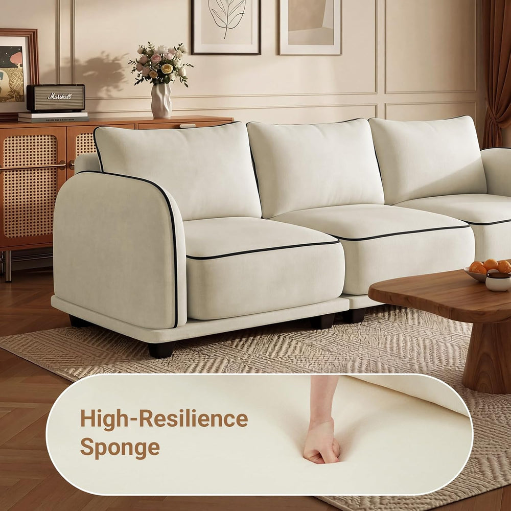 104 Inch L Shaped Modular Sectional Sofa, 4 Seater Modern Cloud Chenille Comf...