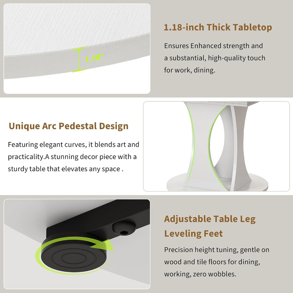 iPormis 43"-59" Extendable Dining Table, Round Kitchen Table with M...