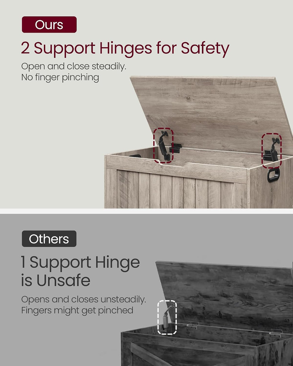 VASAGLE Storage Chest, 29.9 Inches Width Bench with 2 Safety Hinges | Shoe Be...