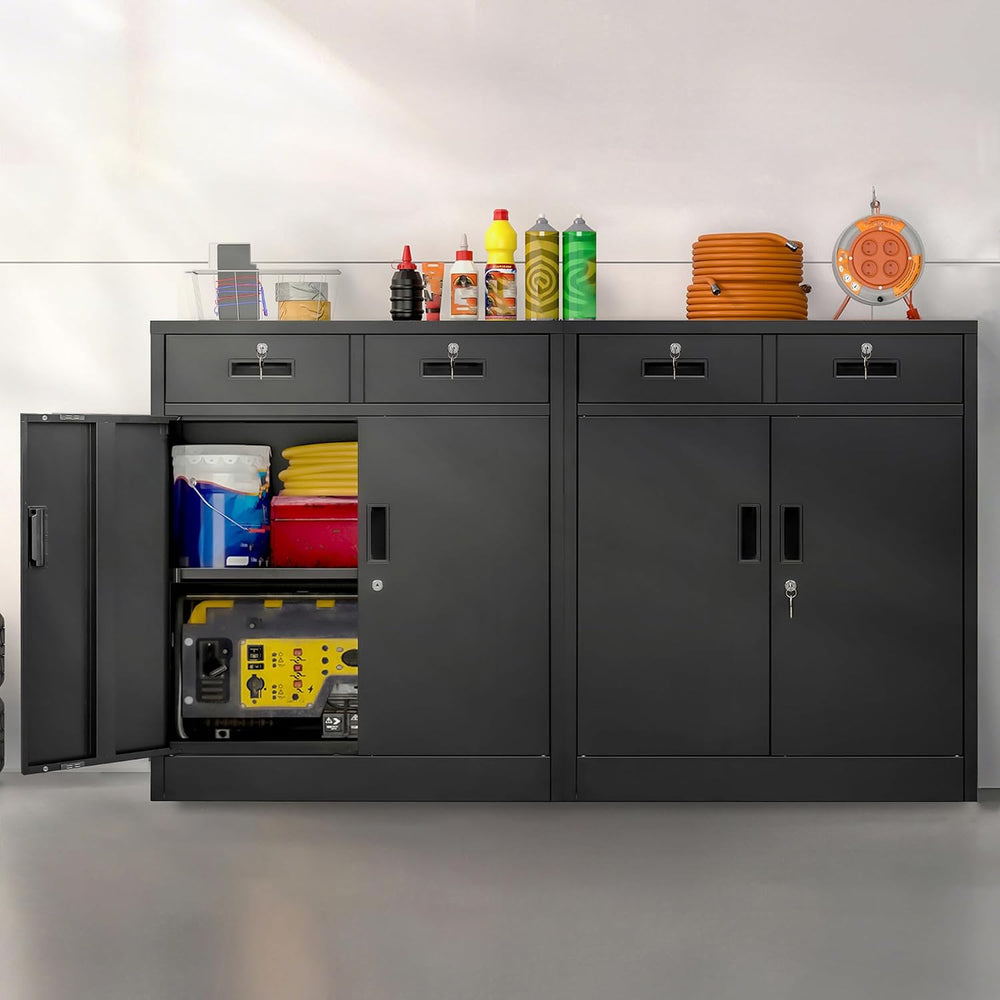 Wanfu Metal Storage Cabinet, 36" H Locking Storage Cabinet with 2 Drawer...