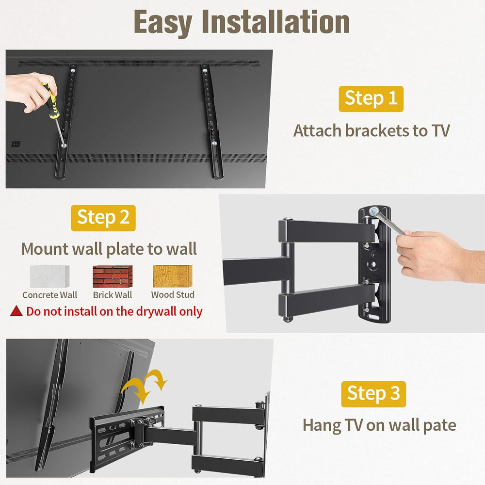 Mounting Dream TV Wall Mount Swivel and Tilt for 26-55 Inch TV up to 60 lbs |...