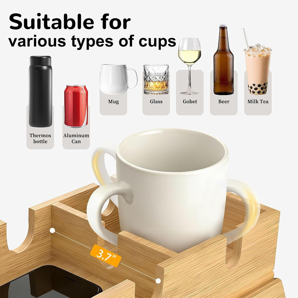 Korser Couch Armrest Table, Sofa Arm Tray with Removable Cup Holder, 2 in 1 A...