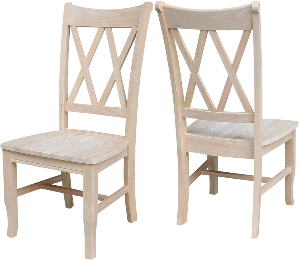 IC International Concepts, Set of 2 Double X-Back Dining Chairs, Armless, Rea...