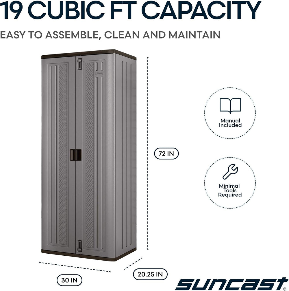 Suncast Tall Storage Cabinet for Garage Organization - 72" Freestanding ...