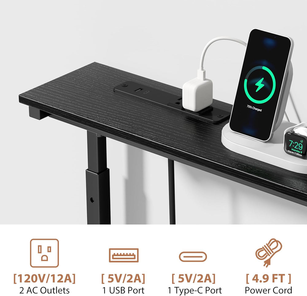 GRLEAF 2 Pack Adjustable Height Narrow Console Table with Power Outlets, 90&q...