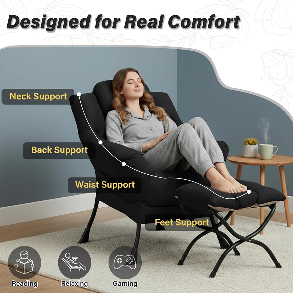 Lazy Chair with Ottoman,Comfy Accent Living Room Chair with Footrest Set