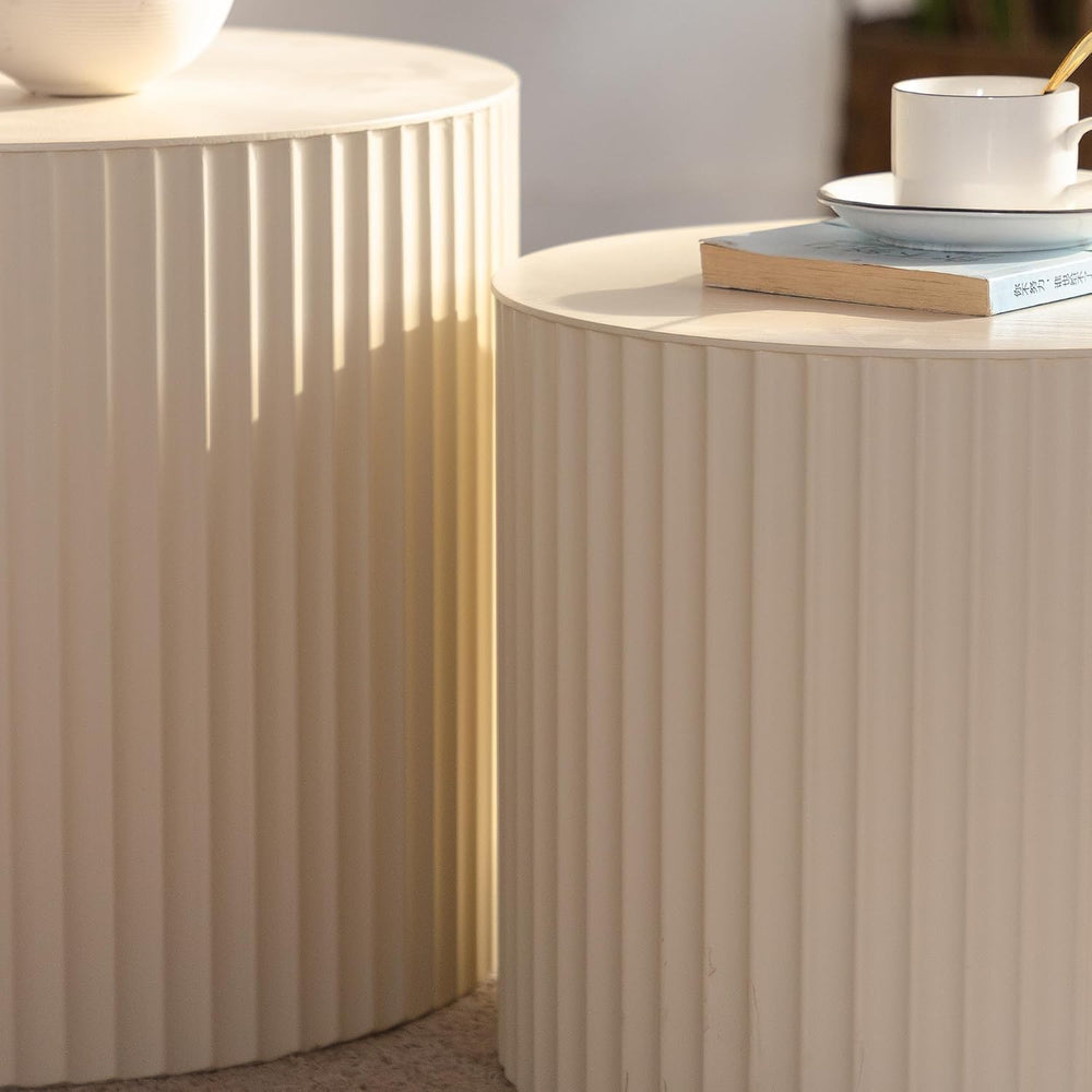 Nesting Round Coffee Table Set of 2, Accent End Table for Small Spaces, Morde...
