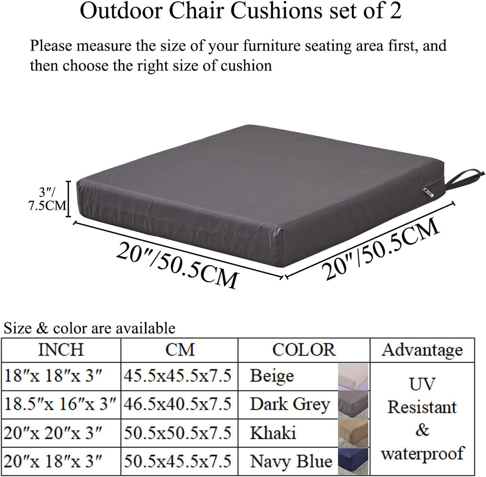 20x20 Inches UV Resistant&Waterproof Outdoor Cushions for Patio, Navy Blue