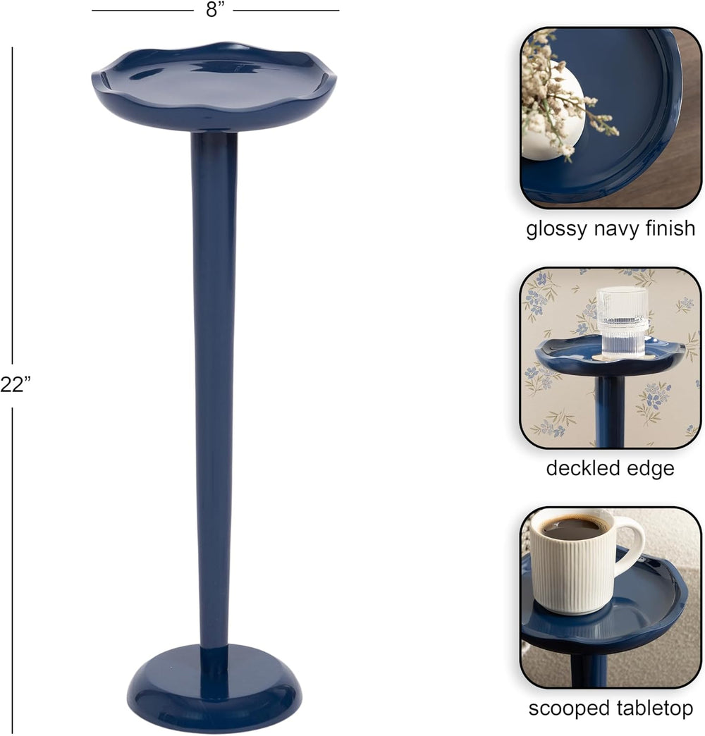 Kate and Laurel Alessia Modern Decorative Round Drink Table, 8 x 8 x 22, Navy...