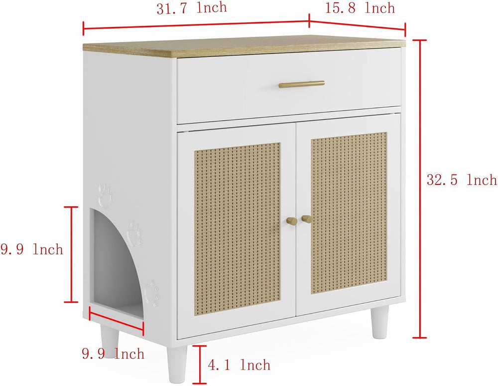 Contemporary Storage Cabinet, Cat Litter Box Enclosure with Scratch Pad, Hidd...