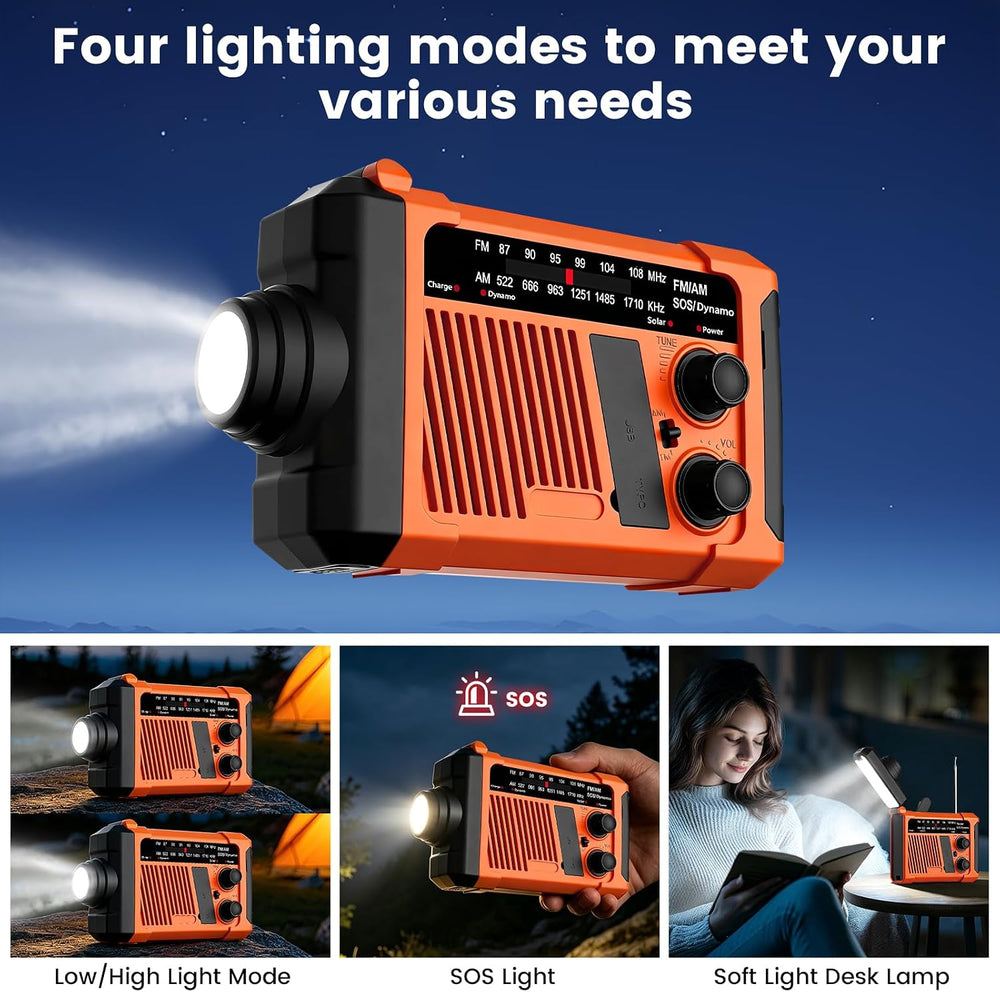 Emergency NOAA Weather Alert Radio, Hand Crank Solar USB Charged AM FM Radio,...